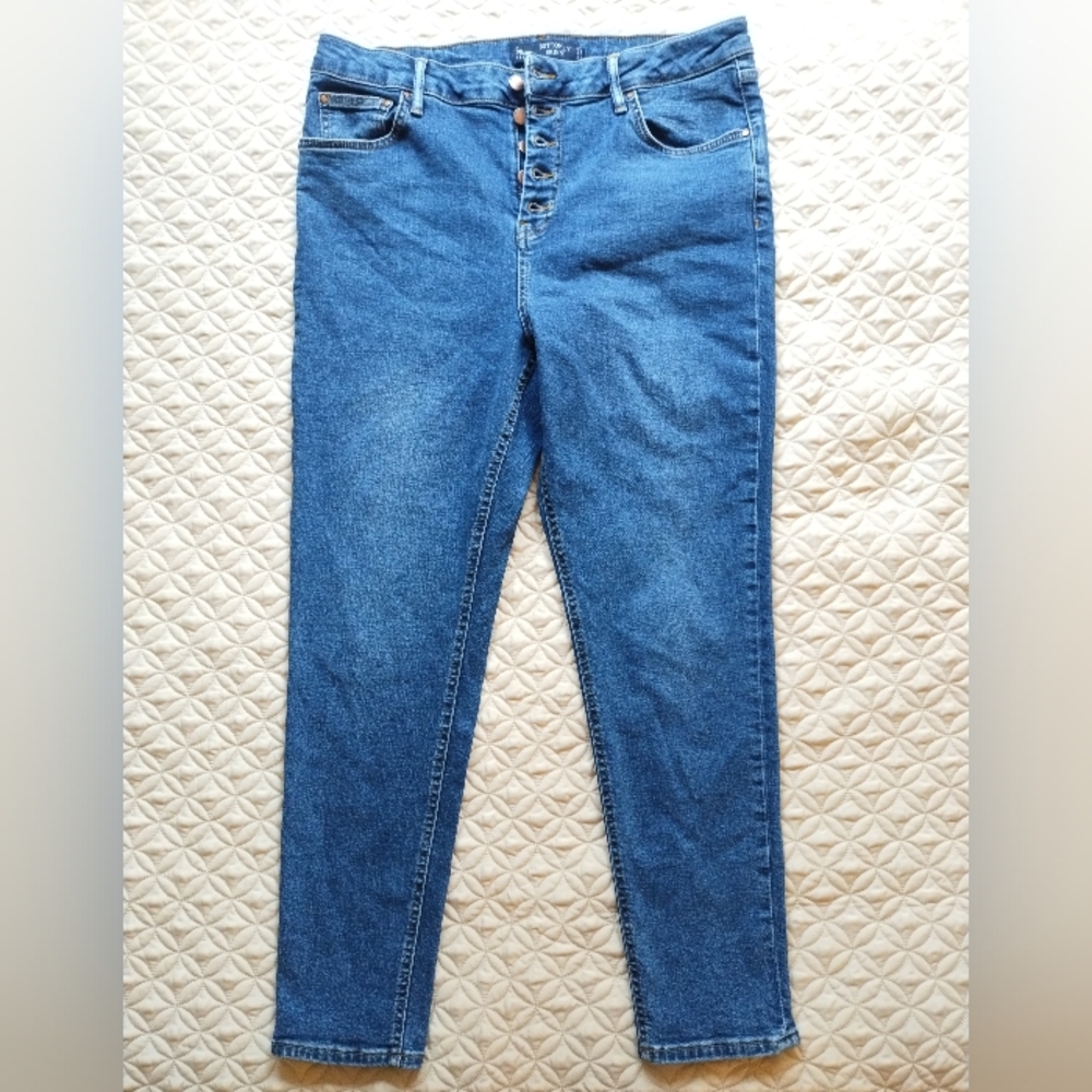 Boden Button Fly Skinny Stretch Jeans Size 12R High Rise Dark Wash
